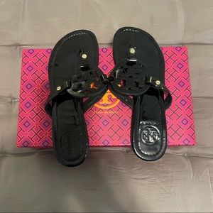 Tory Burch Black Patent Leather Miller Sandal